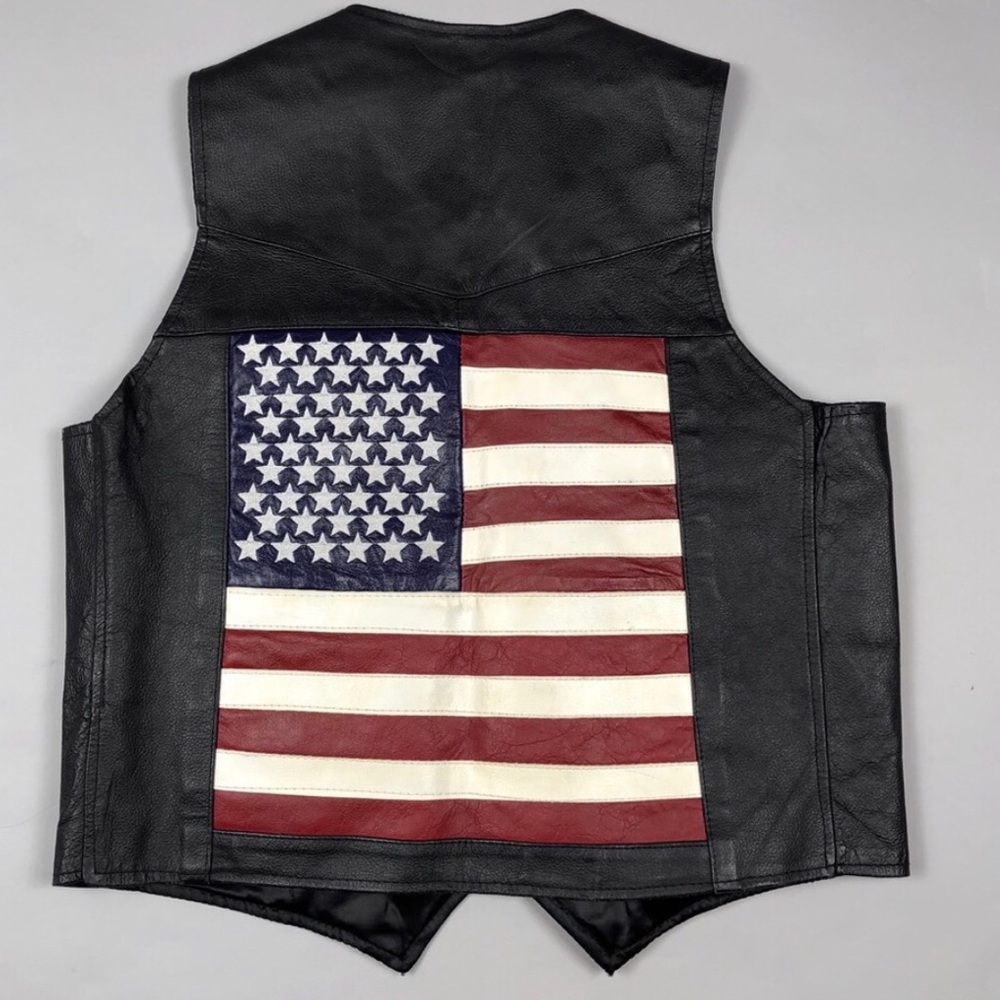 Leather Men’s American Flag Vest